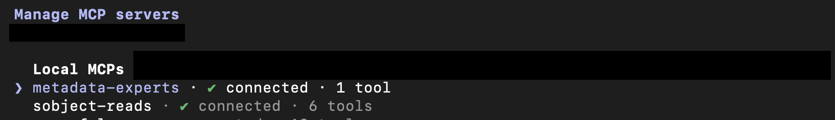 Connected server status in Claude Code